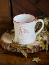Holiday Word Embossed Stoneware Mug