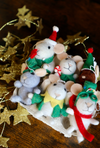 Handmade Wool Felt Mice Ornaments in Egg Crate, Set of 6