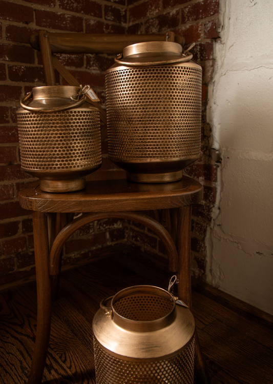 Gold Metal Mesh Lanterns