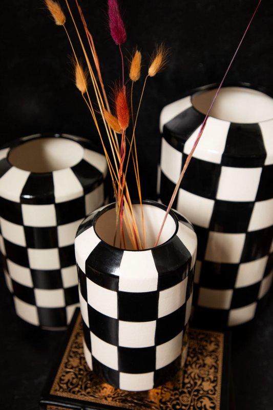 Black & White Checked Vase