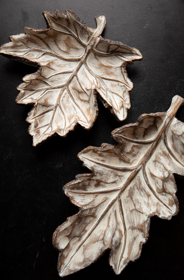 Whitewashed Leaf Tray