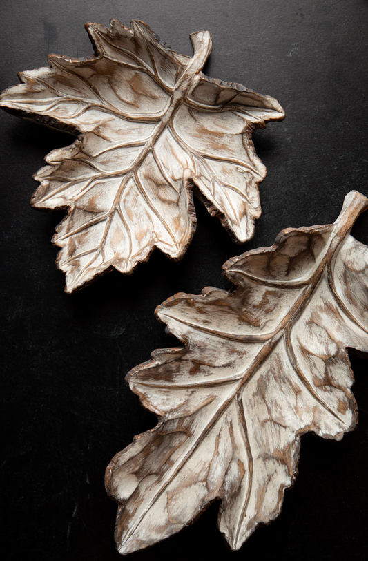 Whitewashed Leaf Tray