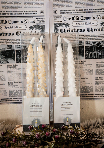White Wax LED Christmas Taper
