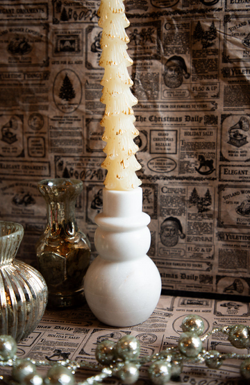 White Marble Snowman Taper Holder