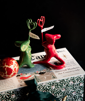 Enameled Cast Iron Mouse Place Card Holder