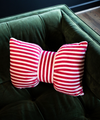 Cotton Velvet Bow Shaped Striped Lumbar Pillow