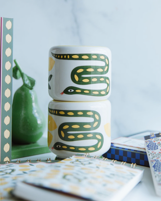 Wild Lemongrass Snake Ceramic Candle