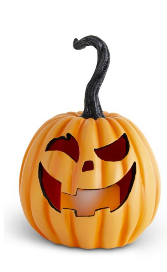 Orange Resin LED Flicker Flame Jack O Lanterns