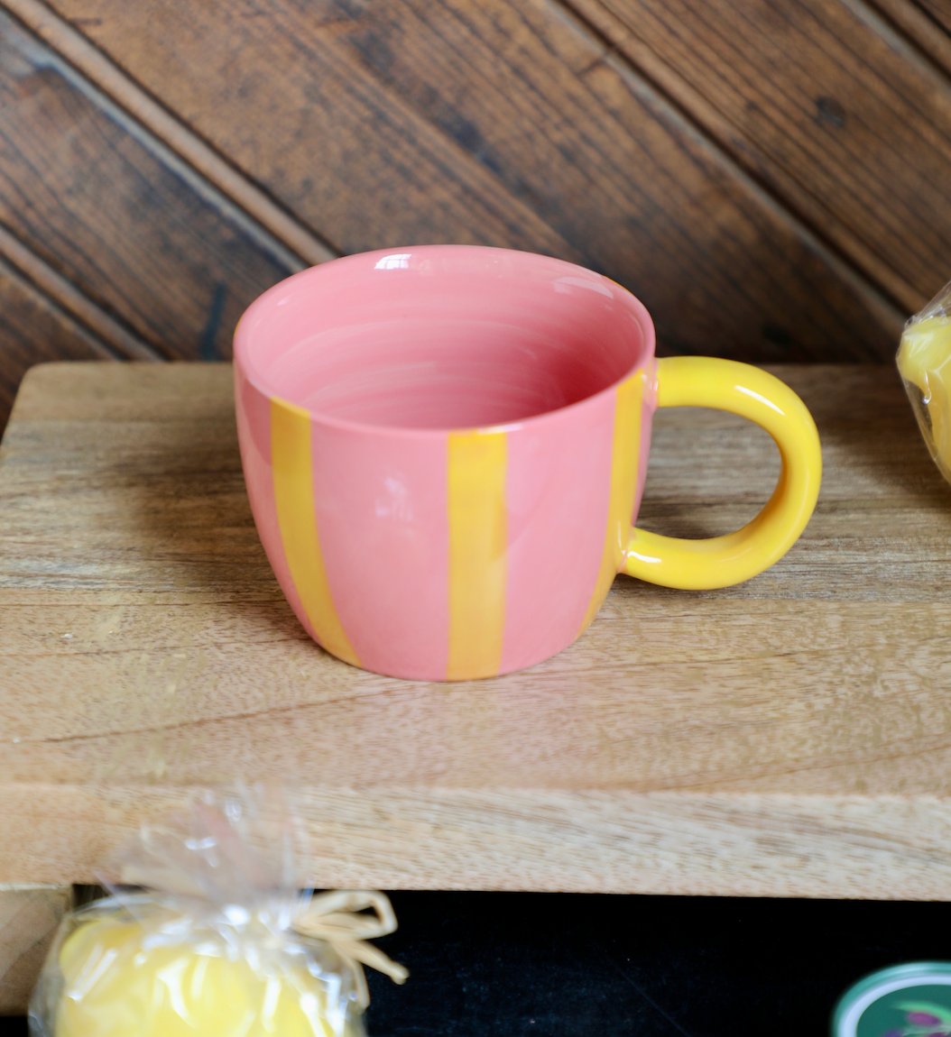 10 oz. Hand-Painted Stoneware Striped Mug, 4 Styles – Living|Room Collective