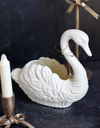 Cast Iron Swan Container, Antique White