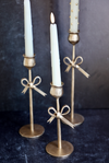 Set of 3 Hand-Forged Iron Taper Holders w/ Bow