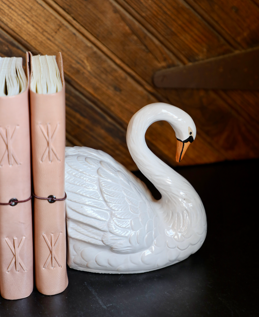 Set of 2 Stoneware Swan Shaped Bookends