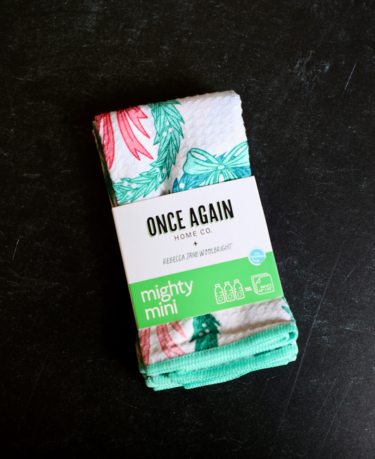 Mighty Mini Towel (Set of 3) Reversible - RJW Neighbors Wreath: Cream