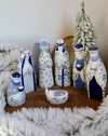 Ceramic Nativity with Floral Pattern, Blue & White, Set of 7