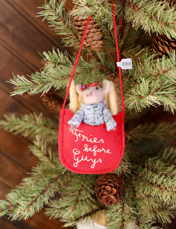Fries Before Guys Pig Ornament