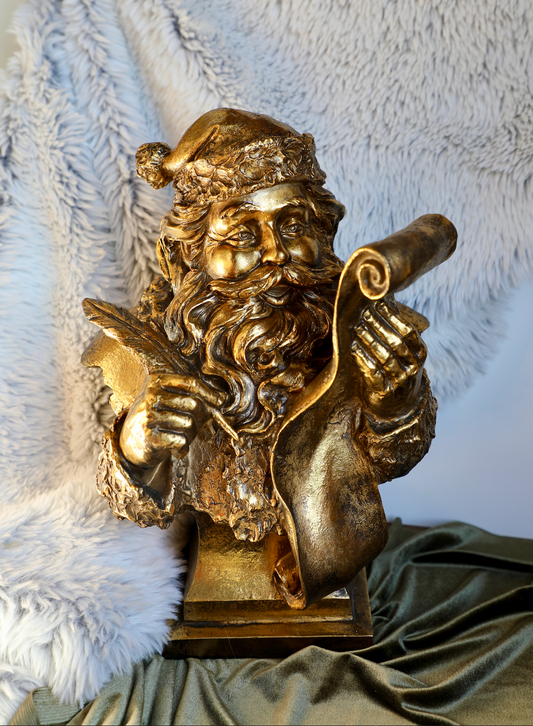 Gold Resin Santa Holding List