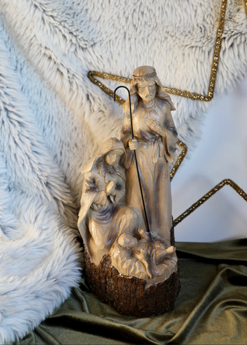 Resin Woodgrain LED Nativity