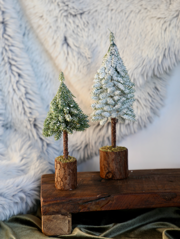Faux Fir Tree w/ Wood & Moss Base