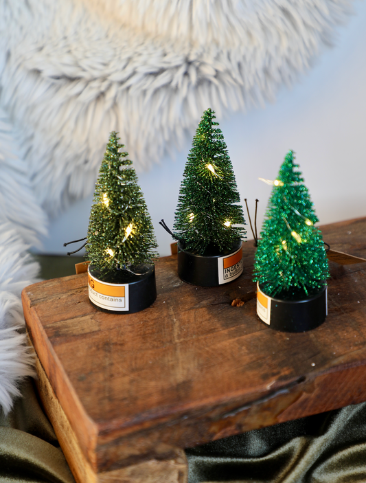 Plastic Bottle Brush Tree with LED Lights