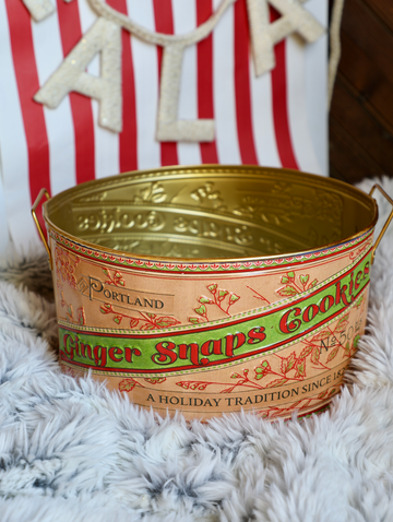 Gingersnaps Embossed Metal Container w/ Handles