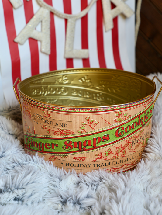 Gingersnaps Embossed Metal Container w/ Handles