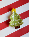 Hand-Painted Stoneware Christmas Tree Dish