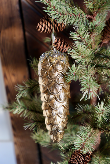 Plastic Pinecone Ornament with Sequins, Beads & Glitter