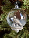 4.5" Round Glass Ornaments w/ Resin Woodland Animals