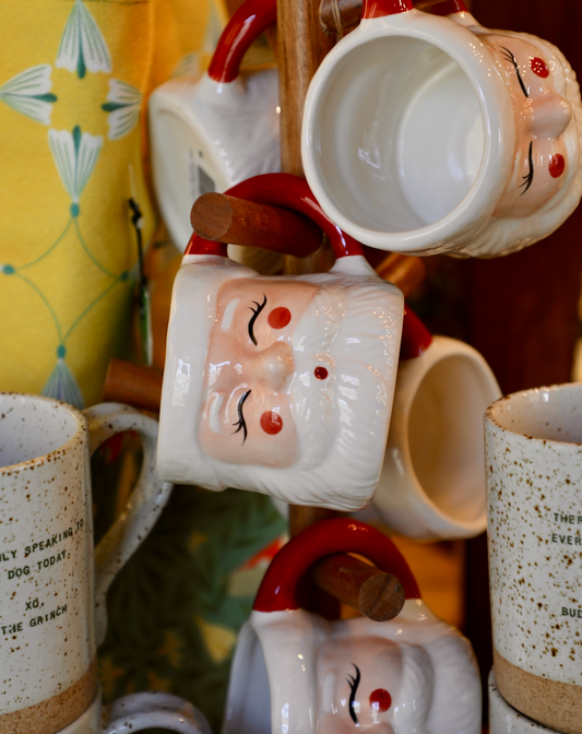 Hand-Painted Stoneware Santa Mug