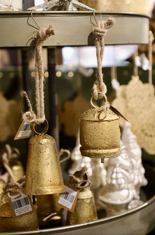 Metal Bell Ornament, Antique Brass Finish, 2 Styles