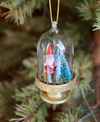 Glass Cloche Ornament with Glitter, Resin Gnome & Trees