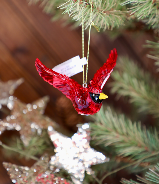 Acrylic Flying Cardinal Ornament, Red