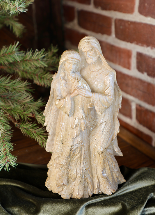 12" Resin Woodgrain & Gold Nativity