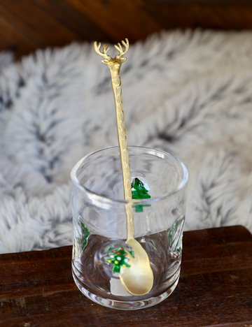 Brass Cocktail Spoon w/ Reindeer Handle