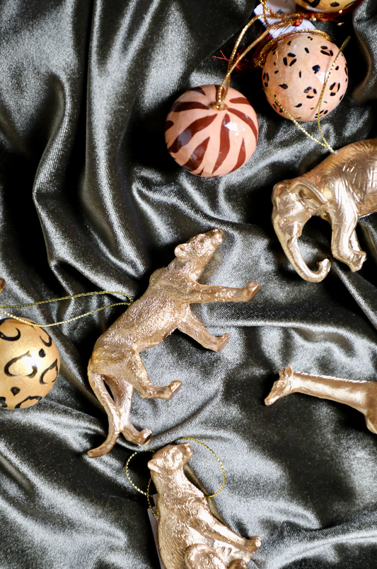 Resin Safari Animal Ornament, Gold Finish, 5 Styles