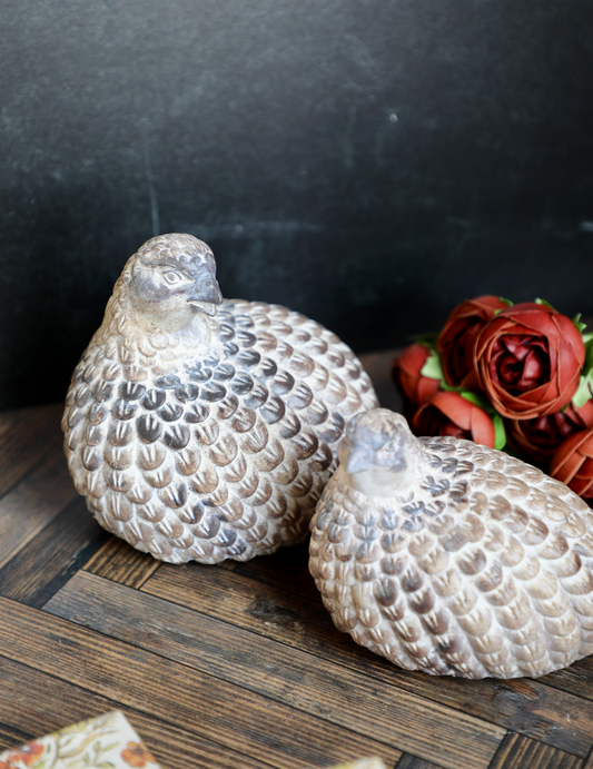 Whitewashed Resin Quail