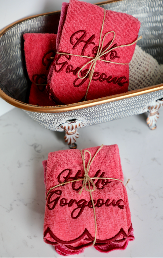 Pink Cotton Wash Cloths, Set of 2