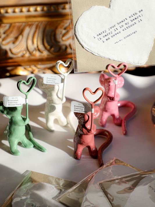 Enameled Cast Iron Mouse Place Card Holder