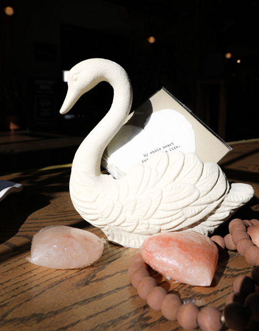 Cast Iron Swan Container, Antique White