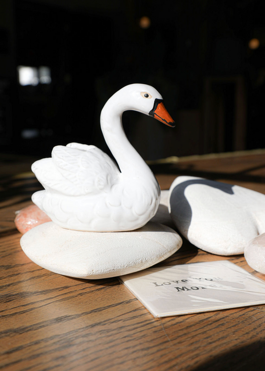 Stoneware Swan Shaped Toothpick Holder