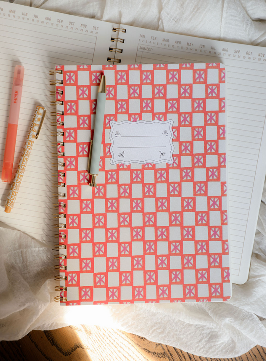 Large Orange Check Notebook