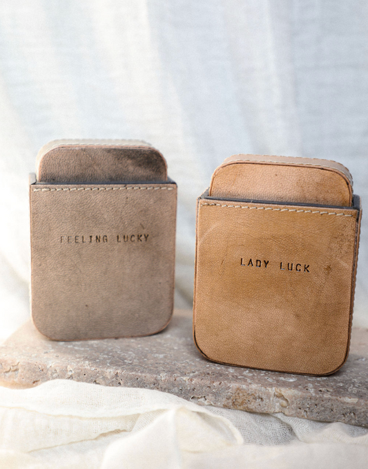 Leather Card Case with Playing Cards