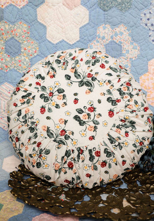 16" Cotton Pleated Floral Pillow