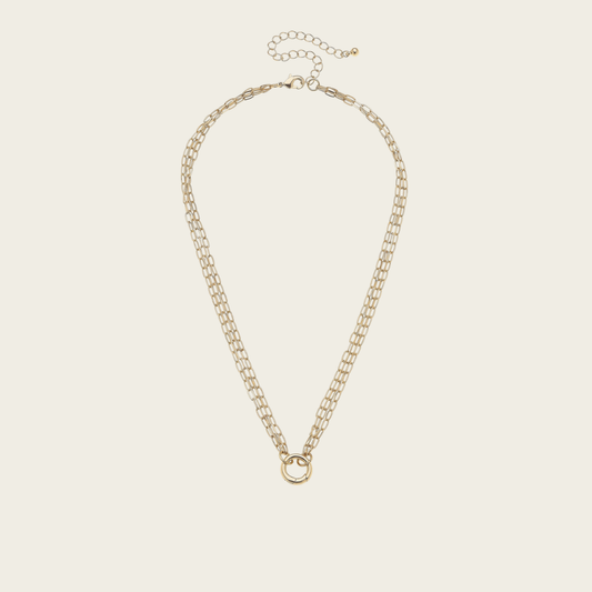 Celia 3-Row Dainty Charm Necklace Base in Shiny Gold