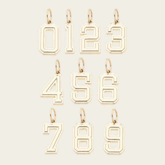 Shiny Gold Number Charm