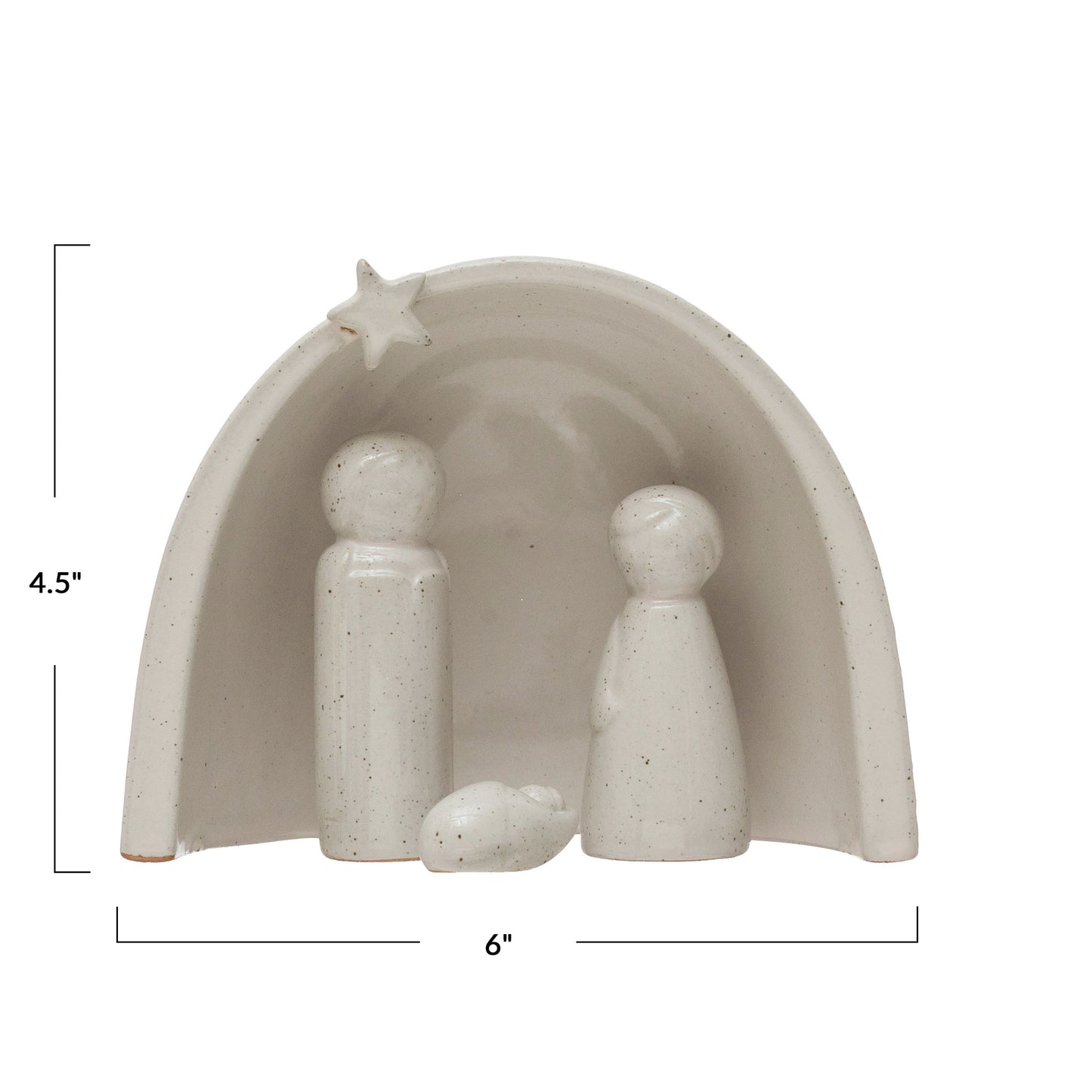 Stoneware Nativity with Glaze, Set of 4