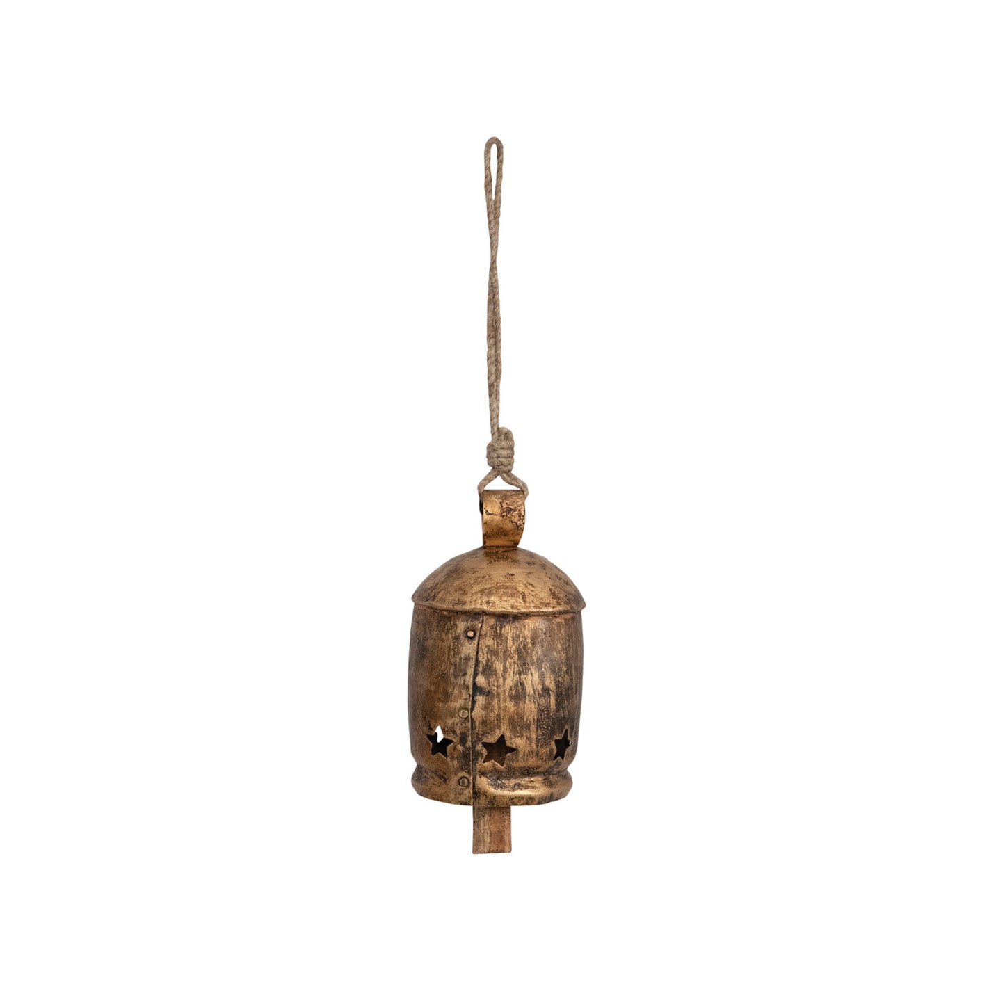 Metal Bell on Jute Rope with Star Cutouts