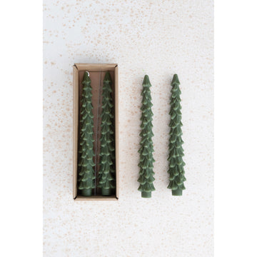 10"H Unscented Tree Shaped Taper Candles, set of 2