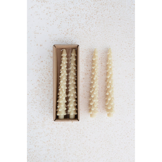 10"H Unscented Tree Shaped Taper Candles, set of 2