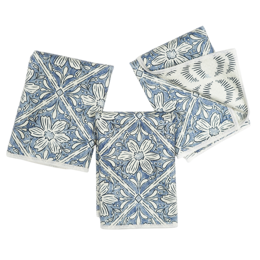 Mighty Mini Towel (Set of 3) Reversible - Jen Owens Fabrique: Majolica Blue